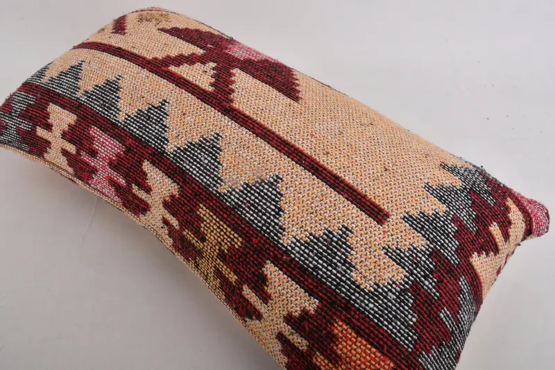 Turkish Pillow, 12x24 Red Cushion Cover, Throw Kilim Pillow, Farmhouse Pillow Case, Nomadic Cushion, Vintage Pillow, Cushion Case - 7