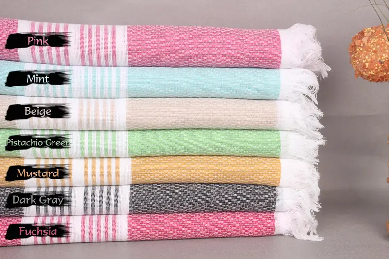 Personalized Gift, Lightweight Turkish towel, Hammam Towel USA, Scarf Towel, Gym Towel, 70x40 Cotton Striped Towel, Personalised Gift, Handmade Gift - 1