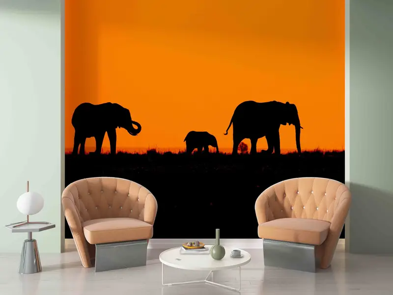 Safari Landscape Wall Print, Animal Wall Decor, Elephant Family Paper Craft, Loft Wall Art, Modern Wall Decal,3D Printing Art, Wild Life Art - 6