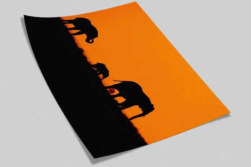 Safari Landscape Wall Print, Animal Wall Decor, Elephant Family Paper Craft, Loft Wall Art, Modern Wall Decal,3D Printing Art, Wild Life Art - 8