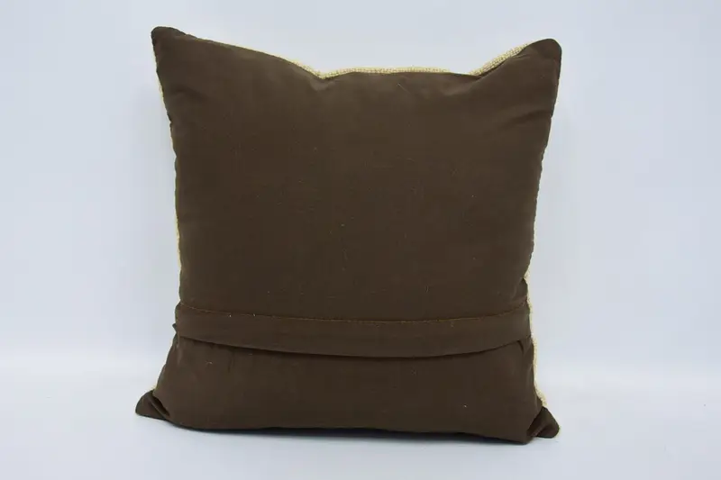 Handmade Throw Pillow Case, 16x16 Beige Pillow Sham, Boho Pillow Sham Cover, Pillow Case, Pillow for Couch, Turkish Pillow - 6