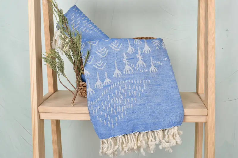 Turkish Towel Beach, Cotton towel, Peshtemal beach towel with unique design, Birthday Gift, Large Turkish Towel, 68x40 Cotton Mountain Design Towel - 5
