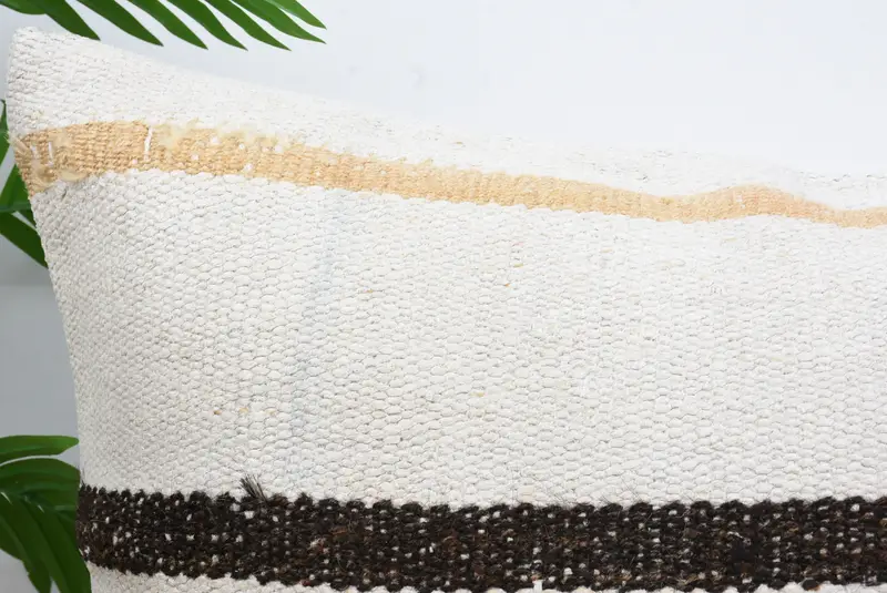 Cushion Cover, Kilim Pillow Cover, Ethnical Kilim Rug Pillow, Garden Pillow, Boho Pillow, 20x28 White Pillow Cover, Boho Chic Cushion - 2