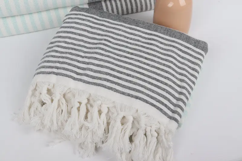 Fouta towel, Baby Boy Gift, Custom monogram Turkish beach towel USA, Personalized Bridesmaid Gift, Cotton towel, 68x40 Cotton Striped Terry Towel - 4