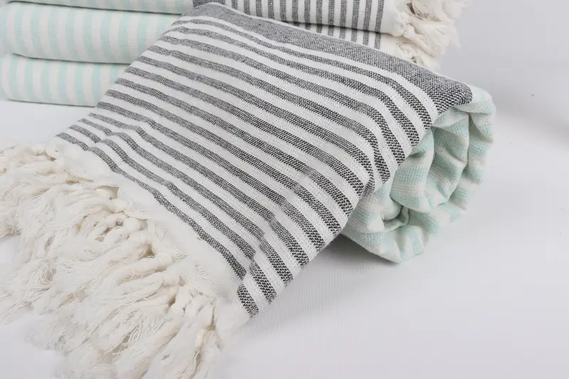 Fouta towel, Baby Boy Gift, Custom monogram Turkish beach towel USA, Personalized Bridesmaid Gift, Cotton towel, 68x40 Cotton Striped Terry Towel - 3