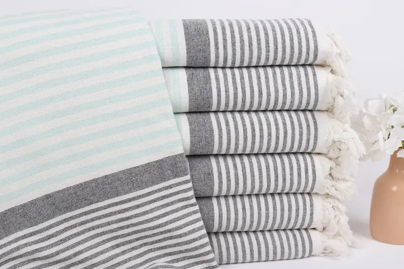 Fouta towel, Baby Boy Gift, Custom monogram Turkish beach towel USA, Personalized Bridesmaid Gift, Cotton towel, 68x40 Cotton Striped Terry Towel - 1