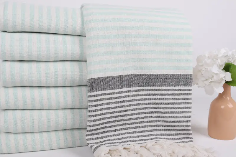 Fouta towel, Baby Boy Gift, Custom monogram Turkish beach towel USA, Personalized Bridesmaid Gift, Cotton towel, 68x40 Cotton Striped Terry Towel - 2