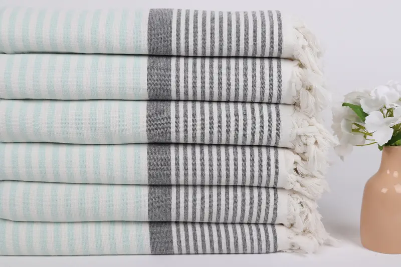 Fouta towel, Baby Boy Gift, Custom monogram Turkish beach towel USA, Personalized Bridesmaid Gift, Cotton towel, 68x40 Cotton Striped Terry Towel - 5