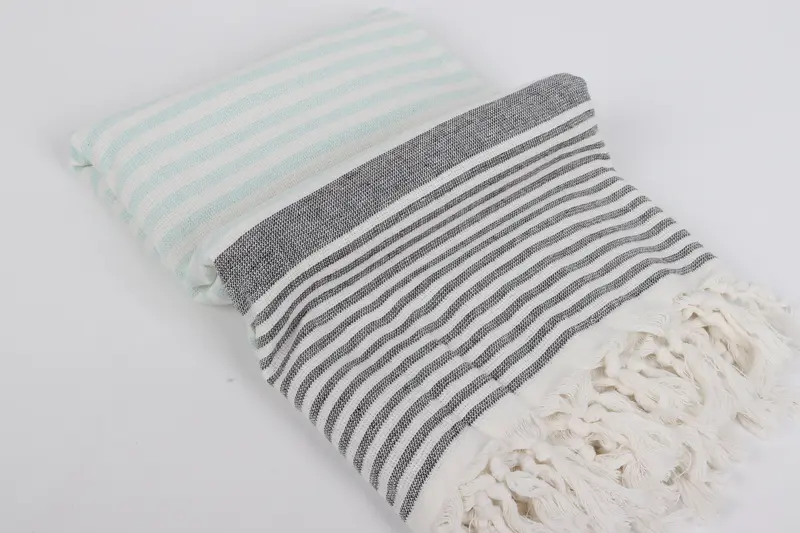 Fouta towel, Baby Boy Gift, Custom monogram Turkish beach towel USA, Personalized Bridesmaid Gift, Cotton towel, 68x40 Cotton Striped Terry Towel - 6