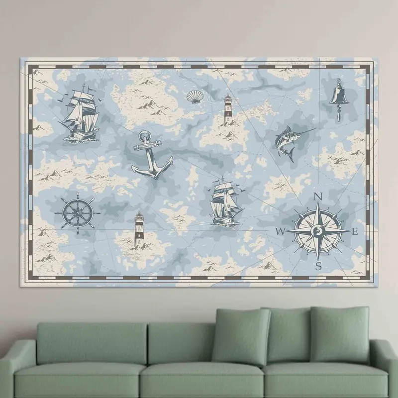 Ocean Spirit: Printed Canvas for Boy Room, Blue Sea Concept