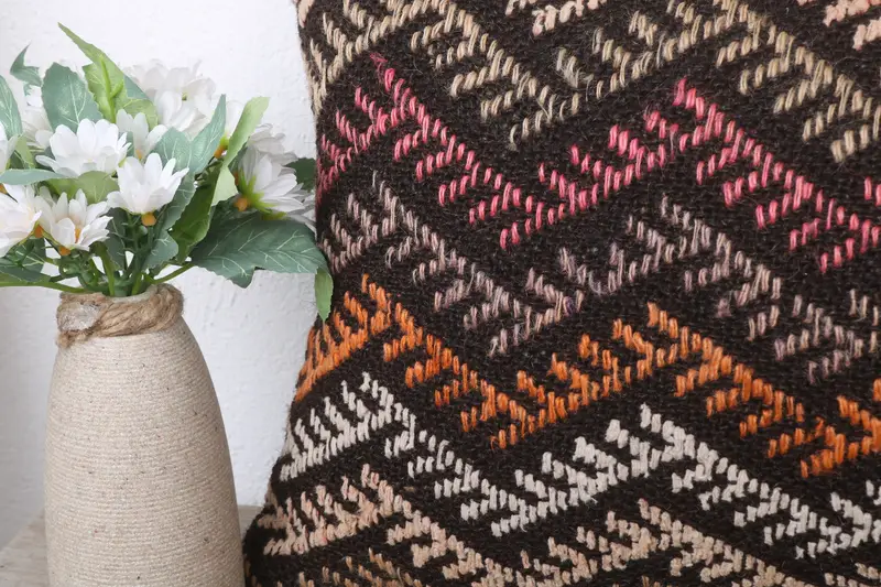 Vintage Pillow, Boho Pillow, Luxury Pillow Case, Cushion Cover, Sustainable Pillow, Authentic Pillow Sham, Kilim Pillow Cover, 12x24 Brown Cushion - 3