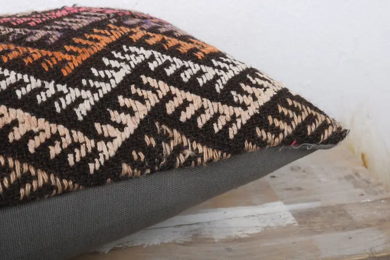 Vintage Pillow, Boho Pillow, Luxury Pillow Case, Cushion Cover, Sustainable Pillow, Authentic Pillow Sham, Kilim Pillow Cover, 12x24 Brown Cushion - 6