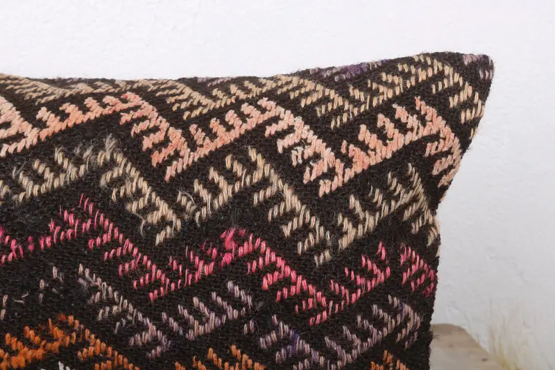 Vintage Pillow, Boho Pillow, Luxury Pillow Case, Cushion Cover, Sustainable Pillow, Authentic Pillow Sham, Kilim Pillow Cover, 12x24 Brown Cushion - 5