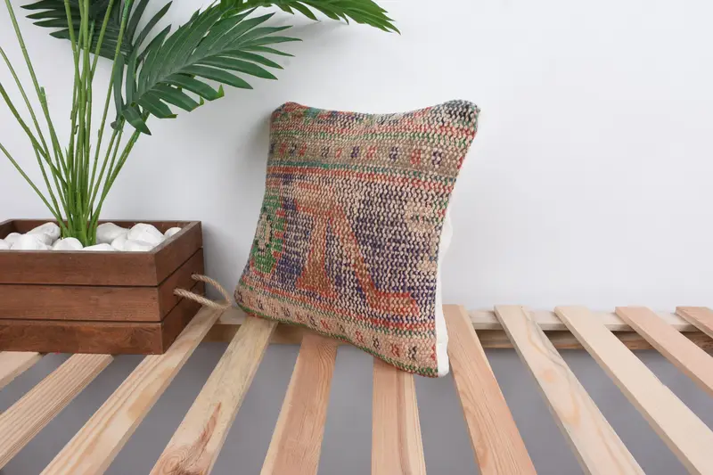Pillow Cover, Vintage Kilim Pillow, Garden Cushion, Kilim Pillow Cover, Shabby Chic Pillow, Turkish Pillow, 12x12 Red Cushion Cover - 5