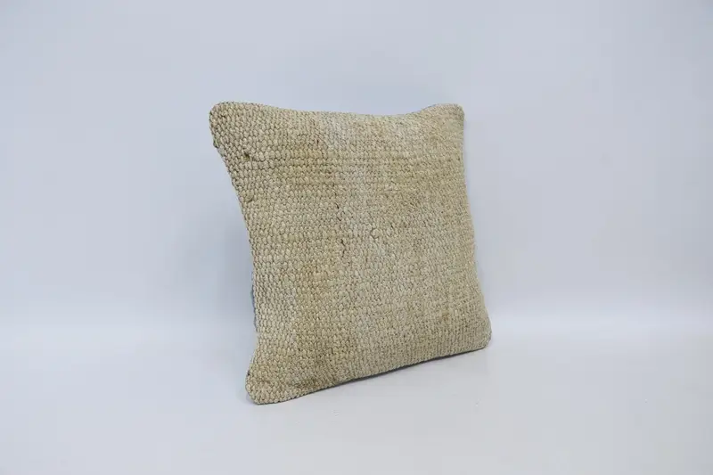 Pillow for Couch, Kilim Pillow Cover, Turkish Kilim Pillow, Bolster Throw Cushion, 16x16 Beige Pillow Case, Meditation Cushion Case, Cushion Case - 3