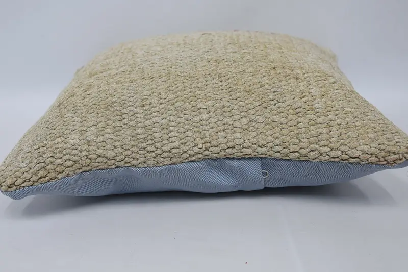 Pillow for Couch, Kilim Pillow Cover, Turkish Kilim Pillow, Bolster Throw Cushion, 16x16 Beige Pillow Case, Meditation Cushion Case, Cushion Case - 5