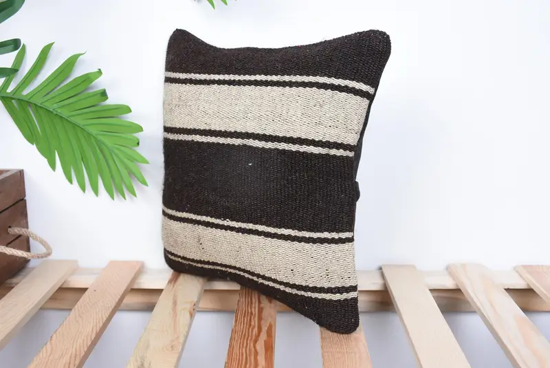 Wholesale Pillow, Throw Kilim Pillow, Yoga Pillow Cover, Sofa Pillow, Gift Pillow, Cushion Case, 12x12 Black Pillow Cover, Handmade Kilim Cushion - 5