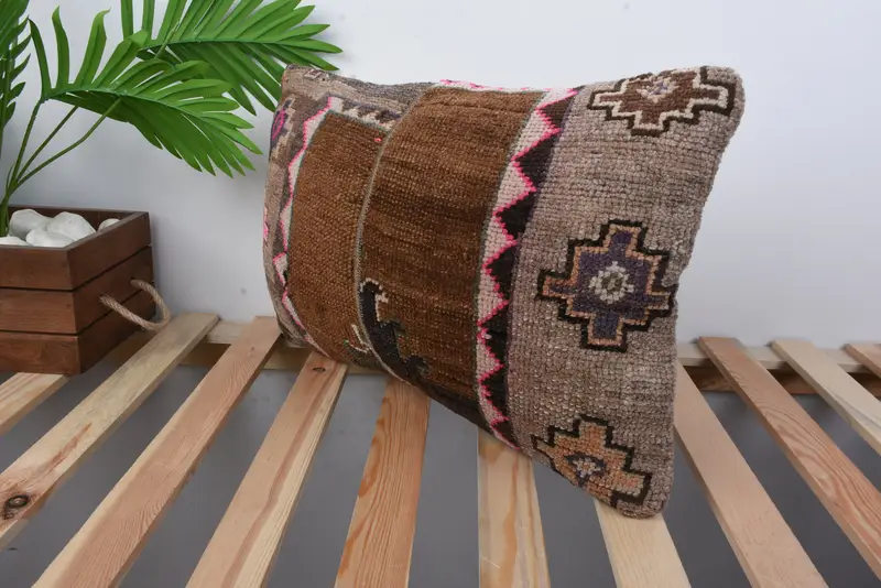 12x20 Brown Cushion Cover, Home Decor Pillow, Pillow Cover, Handmade Kilim Cushion, Ethnical Kilim Rug Pillow, Meditation Cushion Cover - 5