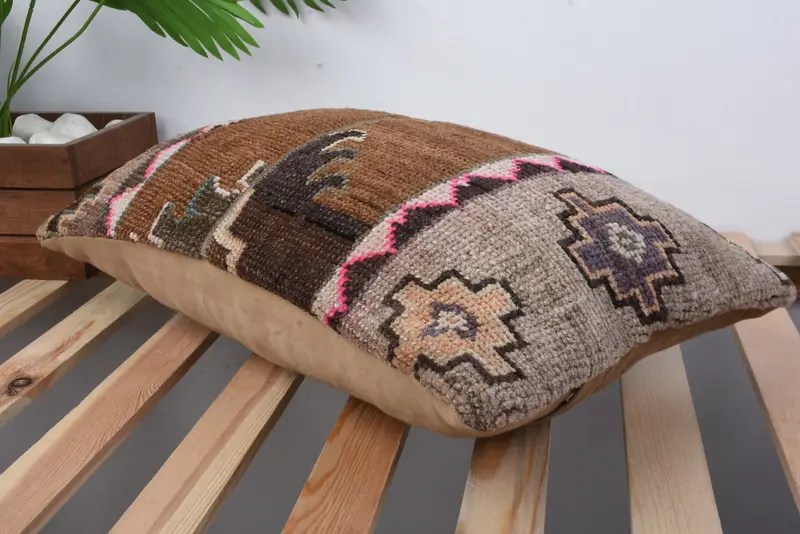 12x20 Brown Cushion Cover, Home Decor Pillow, Pillow Cover, Handmade Kilim Cushion, Ethnical Kilim Rug Pillow, Meditation Cushion Cover - 6