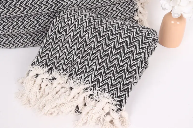 Large Beach Towel Personalized, Throw Blanket Couch, Bridesmaid Gifts, 76x64 Cotton Zig zag Towel, Woven Throw Blanket, Best Friend Gift - 4
