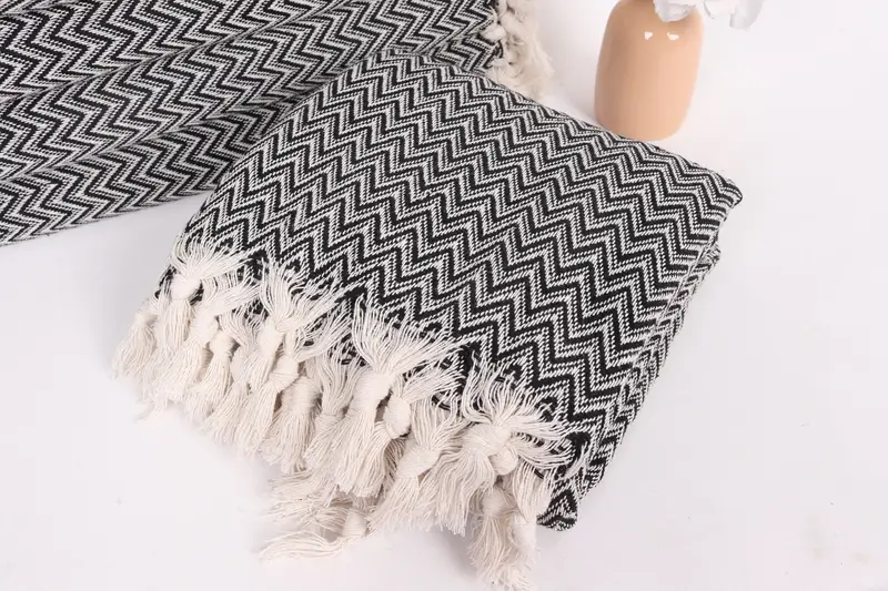 Large Beach Towel Personalized, Throw Blanket Couch, Bridesmaid Gifts, 76x64 Cotton Zig zag Towel, Woven Throw Blanket, Best Friend Gift - 5