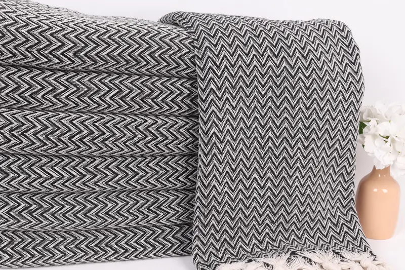 Large Beach Towel Personalized, Throw Blanket Couch, Bridesmaid Gifts, 76x64 Cotton Zig zag Towel, Woven Throw Blanket, Best Friend Gift - 2
