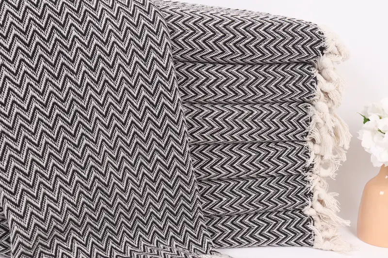 Large Beach Towel Personalized, Throw Blanket Couch, Bridesmaid Gifts, 76x64 Cotton Zig zag Towel, Woven Throw Blanket, Best Friend Gift - 1