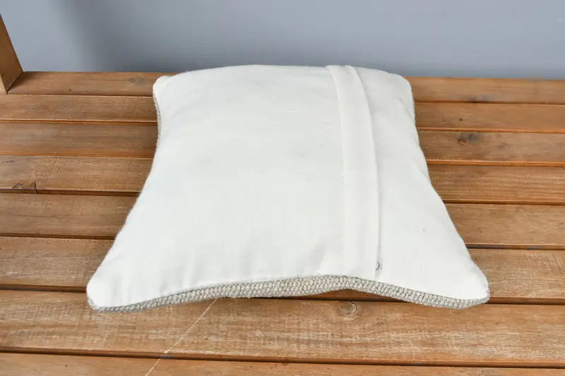 Bed Cushion, Cushion Case, Handmade Rug Seat Cushion Case, 12x12 Beige Pillow Case, Kilim Cushion Sham, Vintage Kilim Throw Pillow, Vintage Pillow - 5