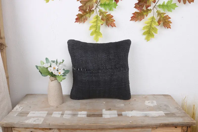 Handmade Kilim Cushion, 12x12 Blue Pillow Cover, Outdoor Pillow, Boho Pillow Sham Cover, Cushion Cover, Turkish Pillow, Farmhouse Cushion - 1