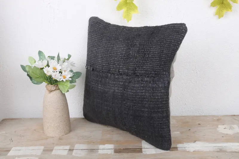 Handmade Kilim Cushion, 12x12 Blue Pillow Cover, Outdoor Pillow, Boho Pillow Sham Cover, Cushion Cover, Turkish Pillow, Farmhouse Cushion - 4