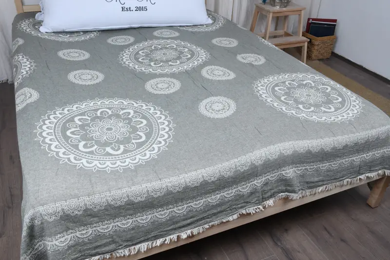 Boho Throw Blankets, Bridesmaid Gifts, Anniversary Gift For Her, 88x80 Cotton Kilim Design Towel, Woven Blanket, Gift For Wedding Day - 7