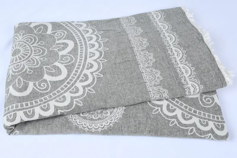 Boho Throw Blankets, Bridesmaid Gifts, Anniversary Gift For Her, 88x80 Cotton Kilim Design Towel, Woven Blanket, Gift For Wedding Day - 5