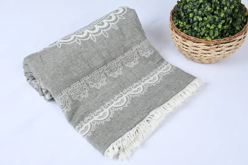 Boho Throw Blankets, Bridesmaid Gifts, Anniversary Gift For Her, 88x80 Cotton Kilim Design Towel, Woven Blanket, Gift For Wedding Day - 4