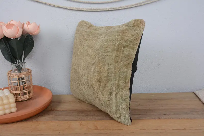 Pillow Cover, Neutral Throw Pillow Cover, 14x14 Beige Cushion, Cozy Throw Cushion, Handmade Kilim Cushion, Throw Kilim Pillow, Pillow for Couch - 4