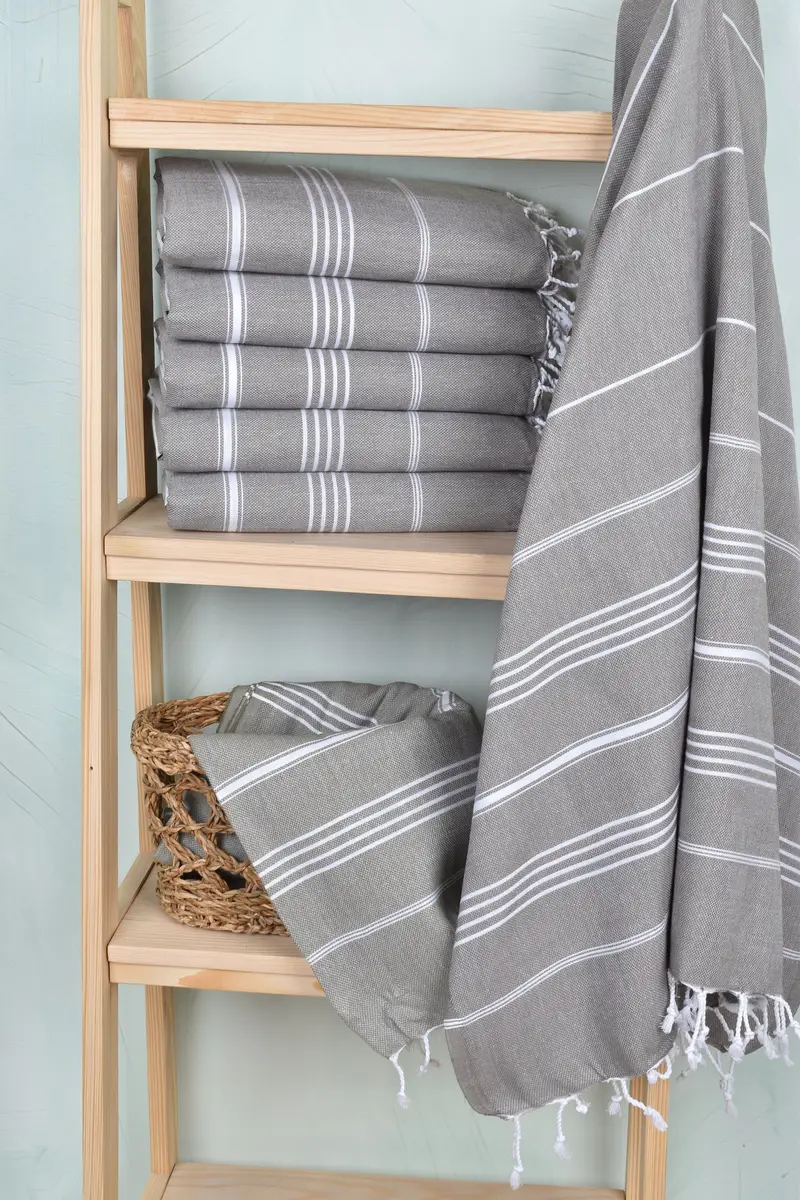 Guest Towel, Bride Gift, 70x40 Cotton Striped Towel, Turkish Towel Set, Spa Gift Towel, Soft towel, Quick-dry peshtemal, Sand-resistant towel - 3