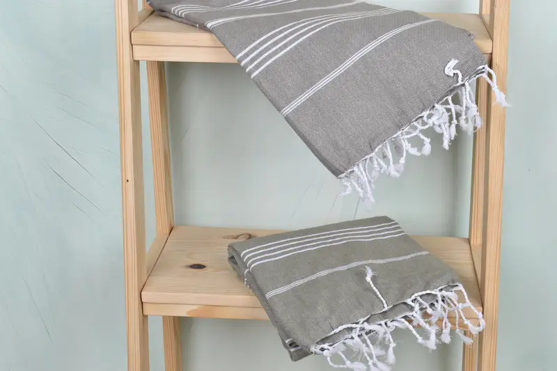 Guest Towel, Bride Gift, 70x40 Cotton Striped Towel, Turkish Towel Set, Spa Gift Towel, Soft towel, Quick-dry peshtemal, Sand-resistant towel - 5