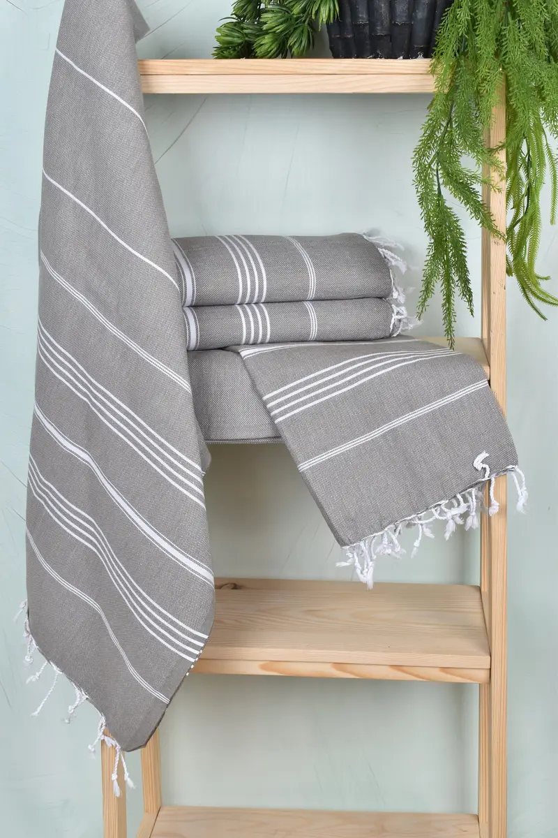 Guest Towel, Bride Gift, 70x40 Cotton Striped Towel, Turkish Towel Set, Spa Gift Towel, Soft towel, Quick-dry peshtemal, Sand-resistant towel - 6