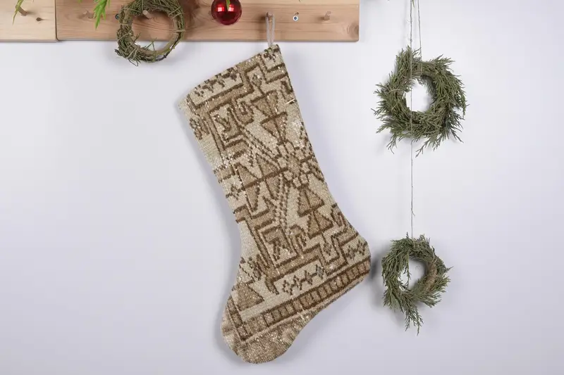 Patrón de adornos navideños, calcetín Kilim de 19 pulgadas