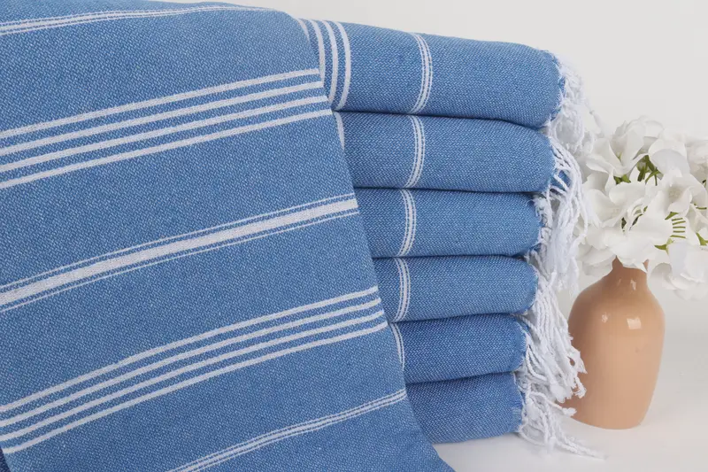 Christmas Gift Personalized Sax Blue Striped Beach Towel, 40x71 Inches