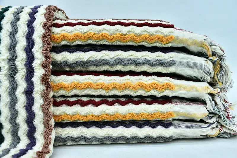 70x40 Cotton Pom Pom Zigzag Design Towel, Custom Towel, Towel With Name, Sand-Resistant Peshtemal, Sand-free towel, Beach Towel Bulk, Memorial Gift - 2