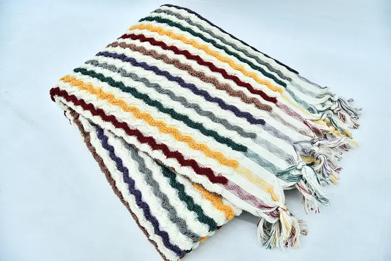 70x40 Cotton Pom Pom Zigzag Design Towel, Custom Towel, Towel With Name, Sand-Resistant Peshtemal, Sand-free towel, Beach Towel Bulk, Memorial Gift - 6