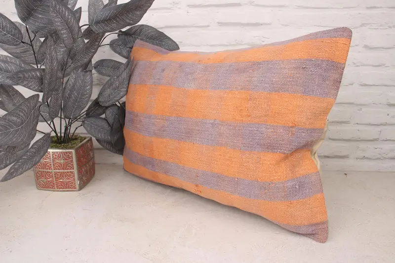 Interior Designer Pillow, Pillow for Sofa, Cushion, 16x24 Orange Cushion Case, Living Room Throw Pillow Case, Kilim Pillow Cover - 4