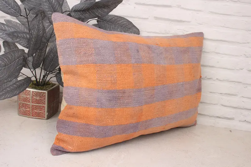 Interior Designer Pillow, Pillow for Sofa, Cushion, 16x24 Orange Cushion Case, Living Room Throw Pillow Case, Kilim Pillow Cover - 3