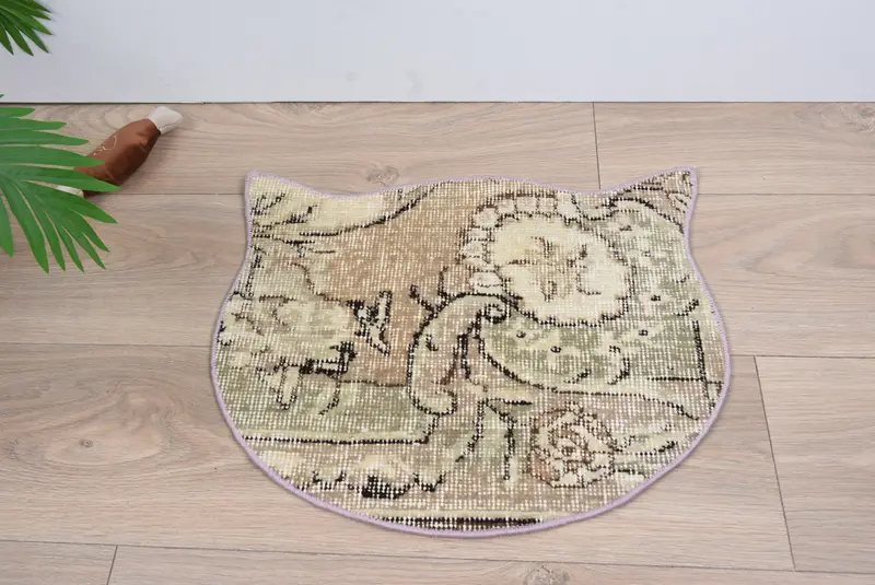 Bohemian Green & Beige Wool Round Placemat, Traditional Bohemian Placemat