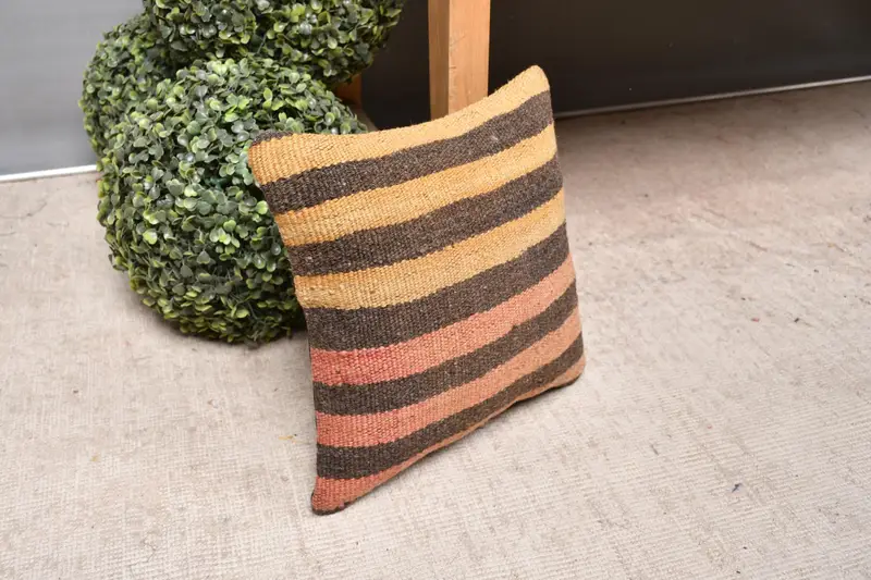 12x12 Red Cushion, Kilim Pillow Cover, Turkish Kilim Pillow, Bolster Throw Pillow Cover, Pillow Case, Ottoman Pillow Sham, Kilim Pillow - 7