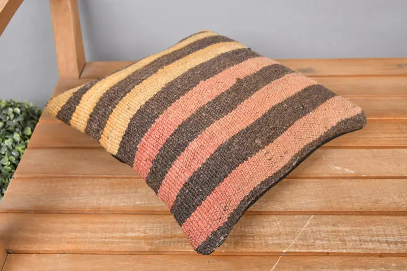 12x12 Red Cushion, Kilim Pillow Cover, Turkish Kilim Pillow, Bolster Throw Pillow Cover, Pillow Case, Ottoman Pillow Sham, Kilim Pillow - 2
