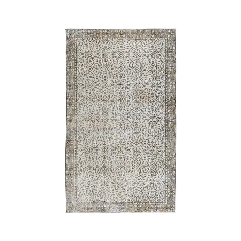 Turkish 5.2x8.9 ft Rug, Oushak Vintage Rug, Gray Oriental Rug Wool - 1