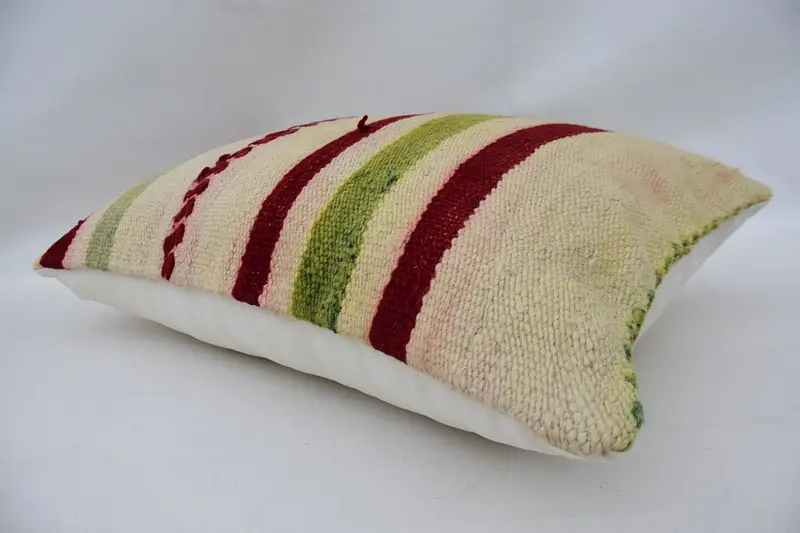 Boho Pillow Sham Cover, Vintage Pillow, Sofa Pillow, Cozy Throw Pillow Sham, Kilim Pillow Cover, Cushion Case, 16x24 Beige Cushion Case - 6
