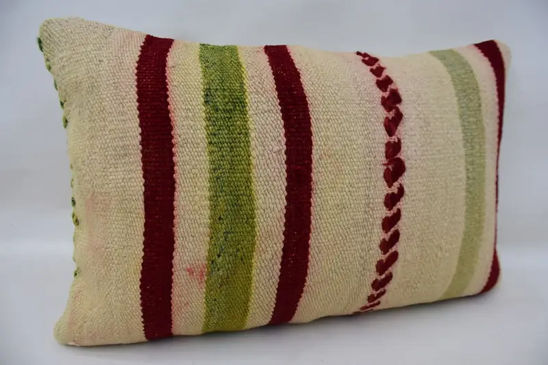 Boho Pillow Sham Cover, Vintage Pillow, Sofa Pillow, Cozy Throw Pillow Sham, Kilim Pillow Cover, Cushion Case, 16x24 Beige Cushion Case - 2
