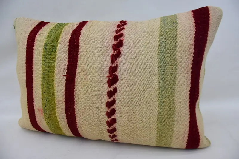Boho Pillow Sham Cover, Vintage Pillow, Sofa Pillow, Cozy Throw Pillow Sham, Kilim Pillow Cover, Cushion Case, 16x24 Beige Cushion Case - 3